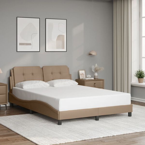 vidaXL Bed Frame with LED without Mattress "Zadar" Cappuccino 140x190 cm