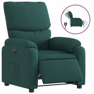 vidaXL Elektrisk reclinerf&aring;t&ouml;lj m&ouml;rkgr&ouml;n tyg