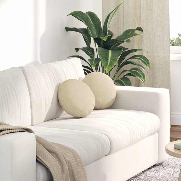 vidaXL Sittkuddar 2 pcs Kr&auml;m &Oslash;30 x 13 cm tyg