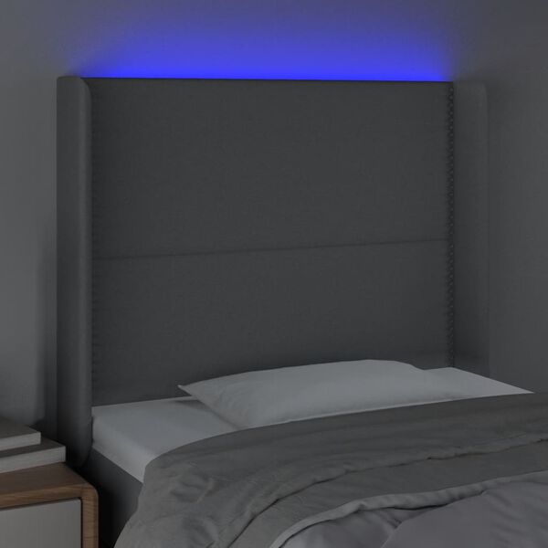 vidaXL S&auml;nggavel LED ljusgr&aring; 103x16x118/128 cm tyg