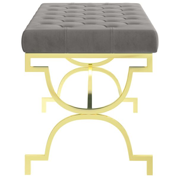 vidaXL B&auml;nk 99 cm gr&aring; sammet och rostfritt st&aring;l