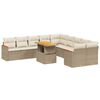 vidaXL Loungegrupp f&ouml;r tr&auml;dg&aring;rden m. dynor 11 delar beige konstrotting