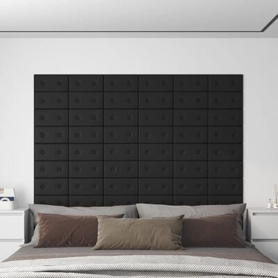 vidaXL Väggpaneler 12 st svart 30x15 cm konstläder 0,54 m²