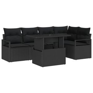 vidaXL Tr&auml;dg&aring;rdsoffset med kudde 6 pcs Svart konstrotting