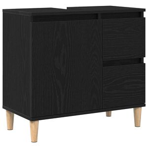 vidaXL Badrumssk&aring;p Svart Ek 65 x 33 x 60 cm Konstruerat tr&auml;