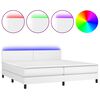 vidaXL Rams&auml;ng med madrass & LED vit 200x200 cm konstl&auml;der
