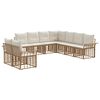 vidaXL Utomhussoffset 9 pcs Naturlig och Creamvit Polyester