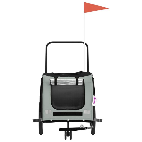 vidaXL Cykelvagn för djur grå och svart oxfordtyg och järn