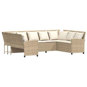 vidaXL Tr&auml;dg&aring;rdssoffa med dynor beige konstrotting