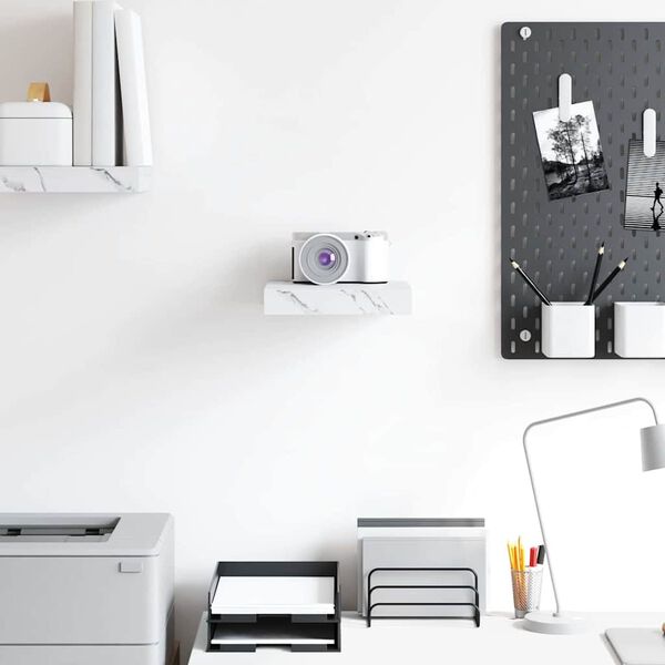 vidaXL V&auml;gg hylla Vit marmor 23 x 23,5 x 4 cm Konstruerat tr&auml;