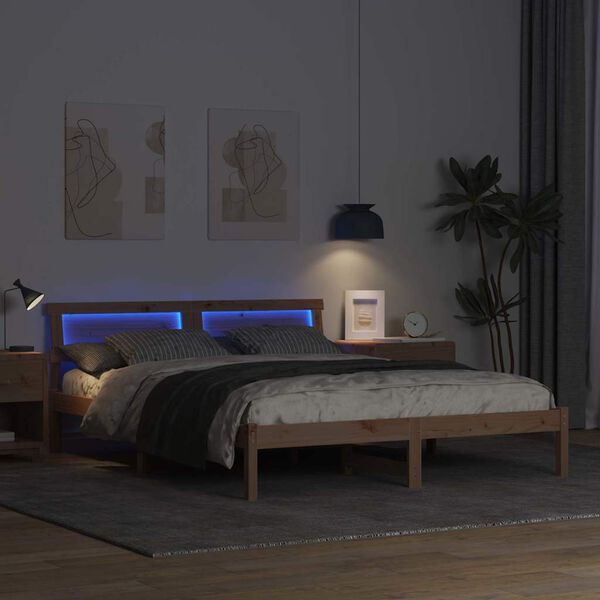 vidaXL S&auml;ngram med huvudgavel Brun 150 x 200 cm Massiv furu