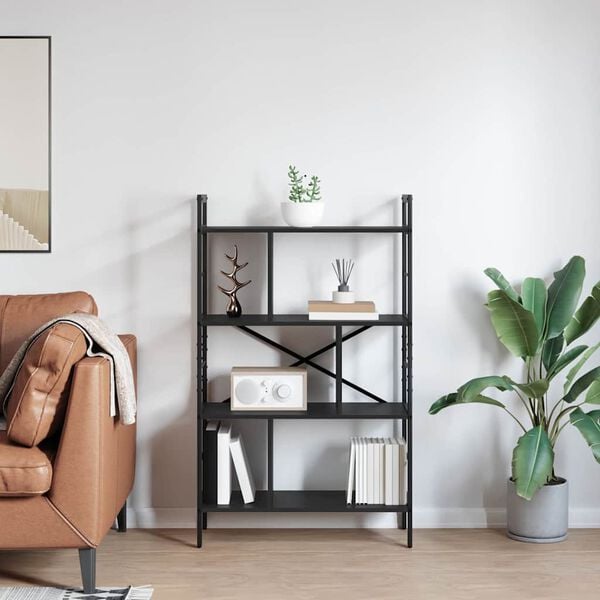 vidaXL Hyllsystem Svart Ek 75 x 30 x 123,5 cm Konstruerat tr&auml;