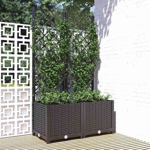 vidaXL Tr&auml;dg&aring;rdskruka med spalj&eacute; svart 80x40x136 cm PP