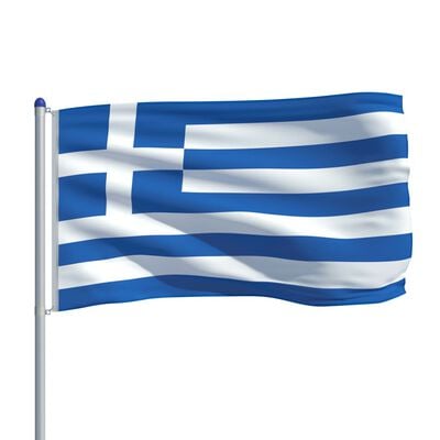 vidaXL Greklands flagga och flaggstång i aluminium 6 m