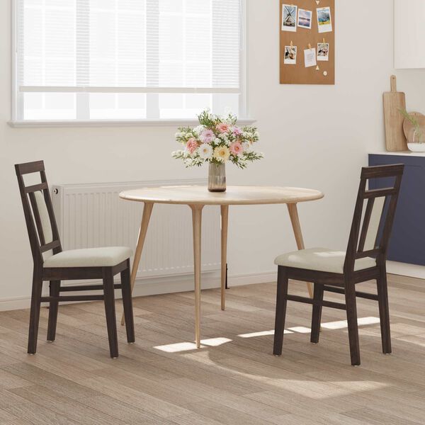 vidaXL Matstol 2 pcs Ljusbrun och ljus Massiv Gummitr&auml;