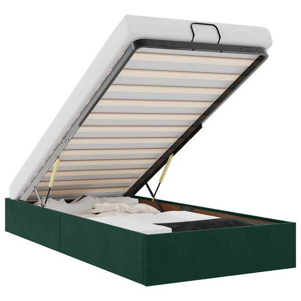 vidaXL Ottoman s&auml;ngram utan madrass m&ouml;rkgr&ouml;n 100x200 cm sammet