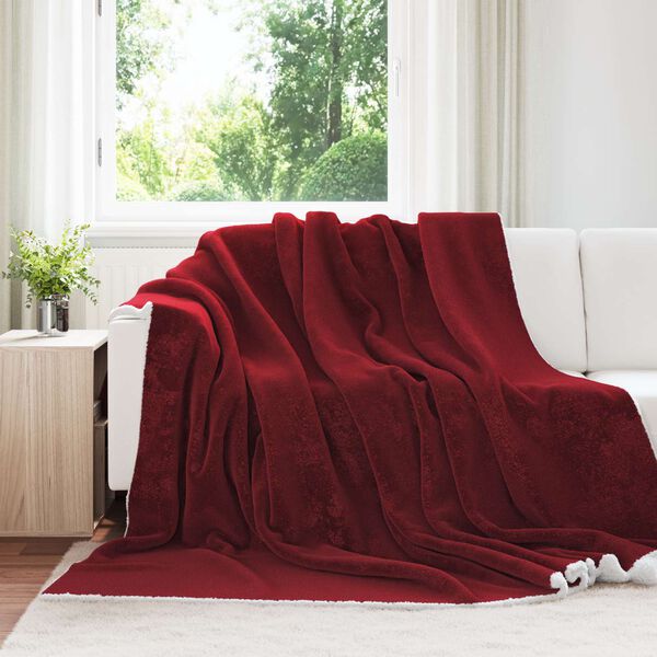vidaXL Kastfilt Bordeaux R&ouml;d 240 x 270 cm Fleece