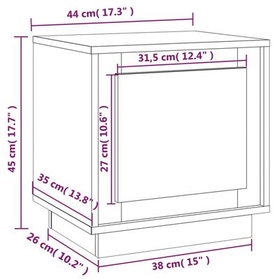 vidaXL Sängbord sonoma-ek 44x35x45 cm konstruerat trä