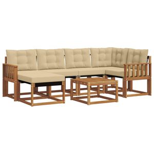 vidaXL Utomhussoffset med kudde 7 pcs Naturlig och Beige