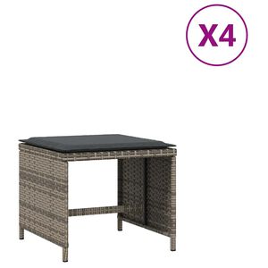 vidaXL Tr&auml;dg&aring;rdspallar med dynor 4 st gr&aring; 41x41x36 cm konstrotting