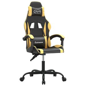 vidaXL Snurrbar gamingstol svart och guld konstl&auml;der