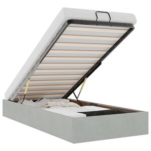 vidaXL Ottoman s&auml;ngram utan madrass ljusgr&aring; 100x200 cm sammet