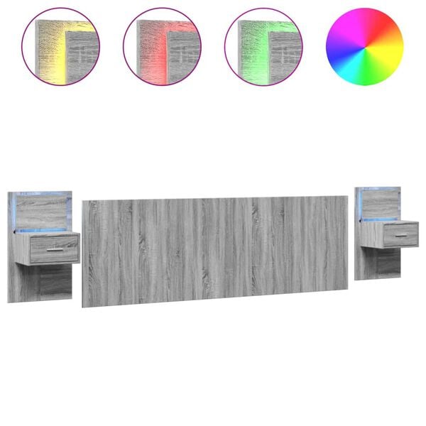 vidaXL S&auml;nggavel med l&aring;dor gr&aring; sonoma 240 cm konstruerat tr&auml;