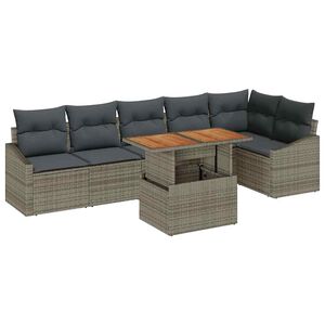 vidaXL Tr&auml;dg&aring;rdsoffset med lagring 7 pcs Gr&aring; Poly rattan