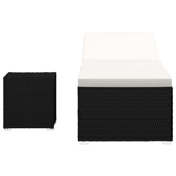 vidaXL Solsäng med dyna & bord konstrotting gräddvit