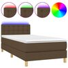 vidaXL Rams&auml;ng med madrass & LED m&ouml;rkbrun 90x200 cm tyg