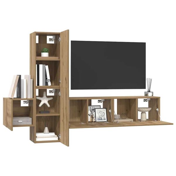 vidaXL TV-b&auml;nkset 5 pcs artisan ek 181 x 30 x 120 cm Konstruerat tr&auml;