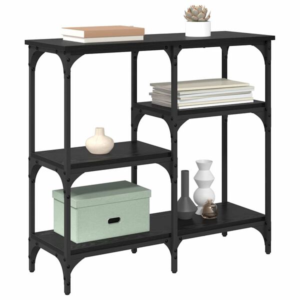 vidaXL Konsolbord med hylla Svart Ek 80 x 29 x 75 cm Konstruerat tr&auml;