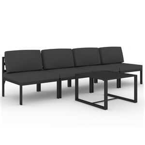 vidaXL Loungegrupp f&ouml;r tr&auml;dg&aring;rden 5delar med dynor aluminium antracit