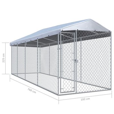 vidaXL Hundkennel för utomhusbruk med tak 760x190x225 cm