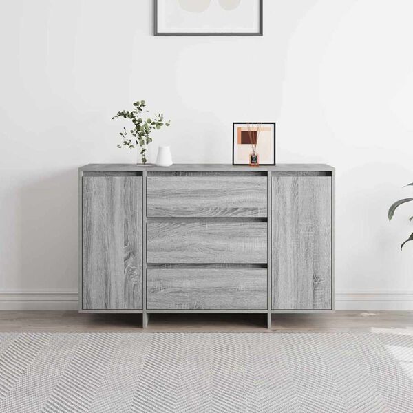 vidaXL Sideboard med låda Grå Sonoma 120 x 41 x 75 cm Konstruerat trä