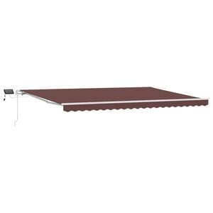 vidaXL Markis manuellt inf&auml;llbar med LED 500x300 cm brun