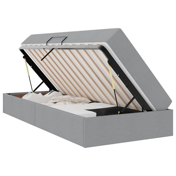 vidaXL F&ouml;rvaringss&auml;ng med madrass Ljusgr&aring; 100 x 200 cm Polyester