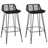 vidaXL Barpall 2 pcs Svart 44 x 46 x 91 cm Rattan och St&aring;l