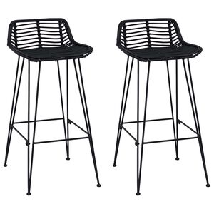 vidaXL Barpall 2 st Svart 44 x 46 x 91 cm Rattan och St&aring;l