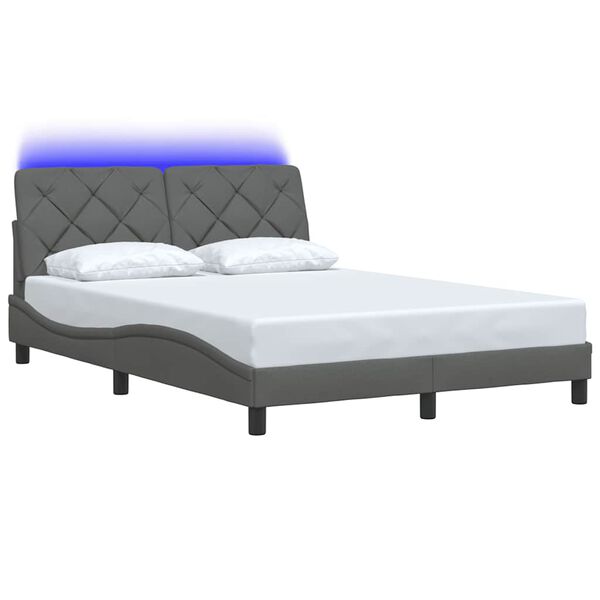 vidaXL Bed Frame with LED without Mattress Dark Grey 140x200 cm Fabric