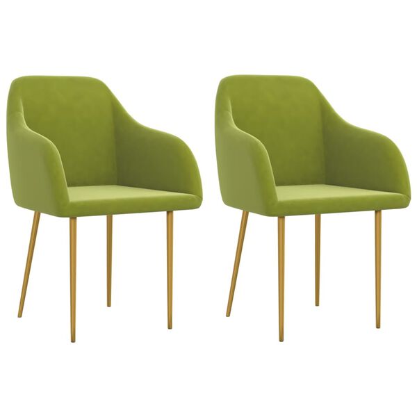 vidaXL Matstolar 2 st ljusgr&ouml;n sammet