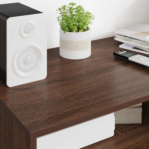 vidaXL TV-sk&aring;p med l&aring;da Brun Ek 100 x 48 x 43 cm Konstruerat tr&auml;