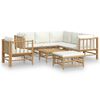 vidaXL Loungegrupp 8 delar gr&auml;ddvita dynor bambu