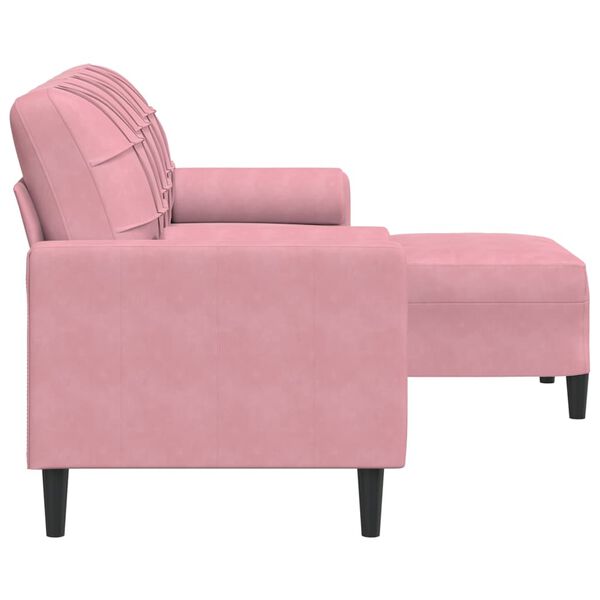 vidaXL 3-sitssoffa med fotpall rosa 180 cm sammet