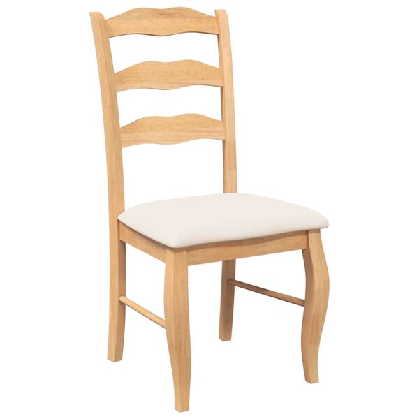 vidaXL Matstolar med kuddar 2 st, naturligt, massivt trä, gummi