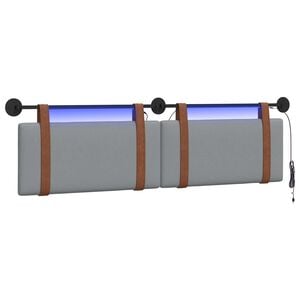 vidaXL H&auml;ngande s&auml;nggavel Med LED-lampa Ljusgr&aring; Antik PU