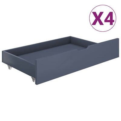 vidaXL Sängram med 4 lådor grå massiv furu 140x200 cm