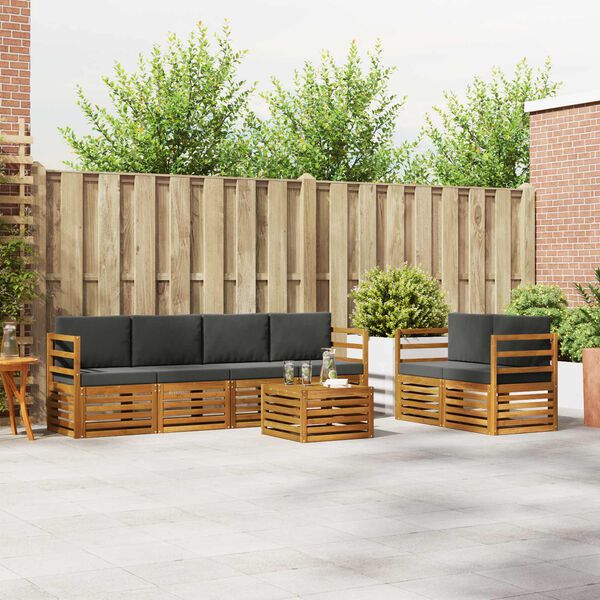 vidaXL Utomhussoffset 7 pcs Naturlig och Antracit Massivt Akaciatr&auml;