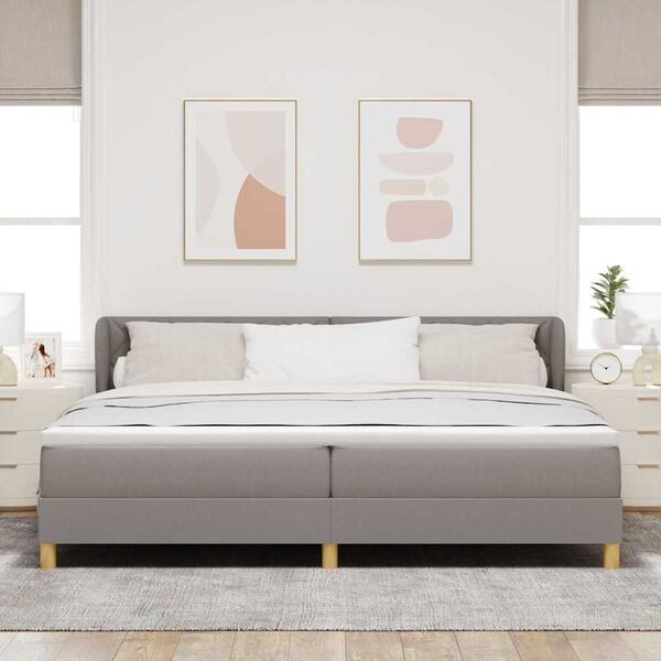 vidaXL B&auml;ddfj&auml;der med madrass med huvudgavel Taupe 200 x 200 cm tyg
