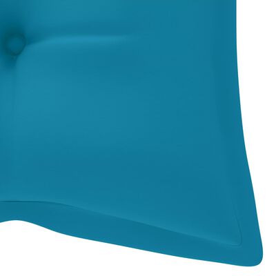 vidaXL Gungbänk med ljusblå dyna 120 cm massiv teak